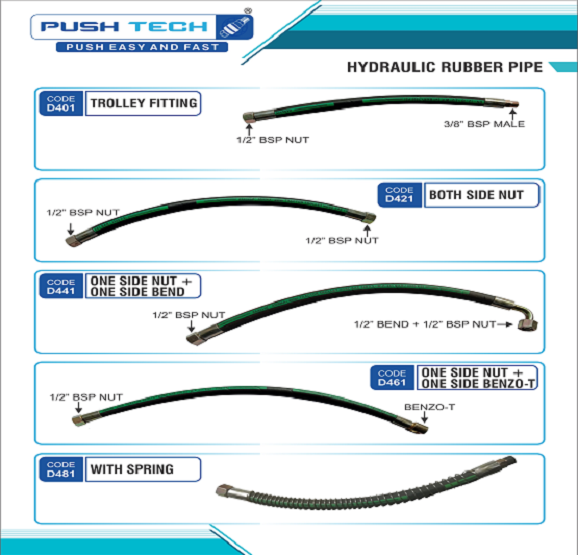 Push Tech - Hydraulic Rubber Pipe All Size - HYDRAULIC RUBBER PIPE